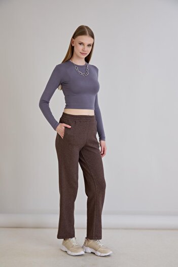 Sortie Glitter Knitted Trousers Brown
