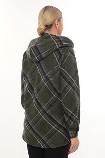 Lady Majestic Plus Size Comfortable Fit Hooded Lumberjack Women's Shirt Cardigan