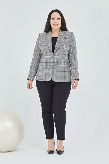 Fagi Women's Plaid Double Button Classic Jacket