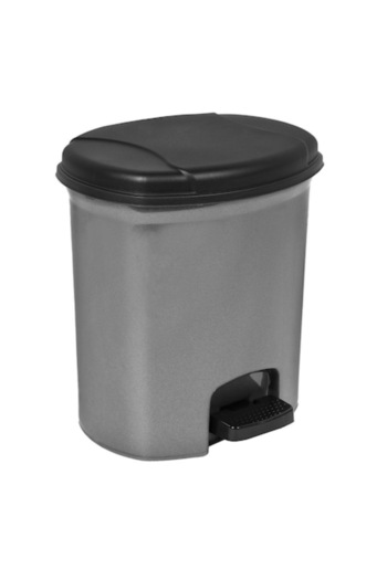 SHOPIENS Plastic Bathroom Pedal Bin Shopiens®, Anthracite Color with Glossy Texture and Black Plastic Lid, 7