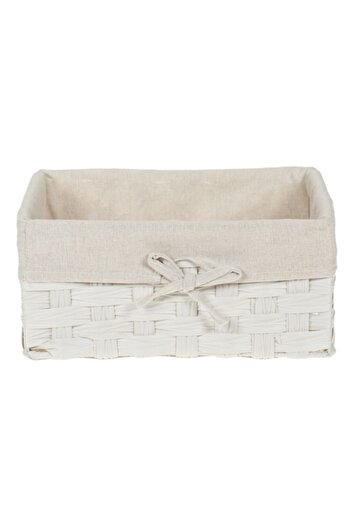 SHOPIENS Shopiens metal frame storage basket, white woven with textile lining