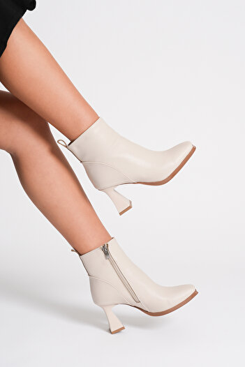 Lolita Love Shoes Γυναικείες μπότες Keri Beige Skin Blunt Toe