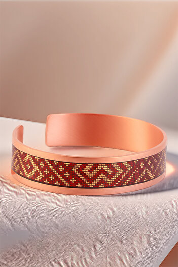 OSMANLI GÜMÜŞ Women's Copper Bracelet - Eve Model Special Edition Metal Box and Quartz Stone
