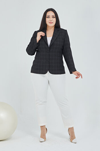 Fagi Women's Plaid Double Button Classic Jacket