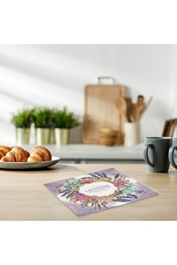 SHOPIENS Set of 20 Shopiens® 2-ply napkins, with lavender flower pattern and lilac colors, 33 x 33