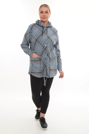 Lady Majestic Plus Size Comfortable Fit Hooded Lumberjack Women's Shirt Cardigan