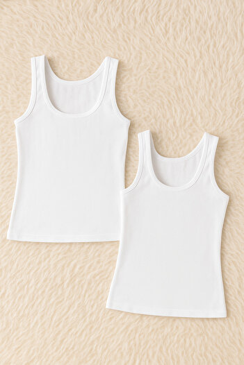 QKK Women's Cotton Lycra Thick Strap Combed Cotton 2-Piece Undershirt Q6K0K2T0Ka
