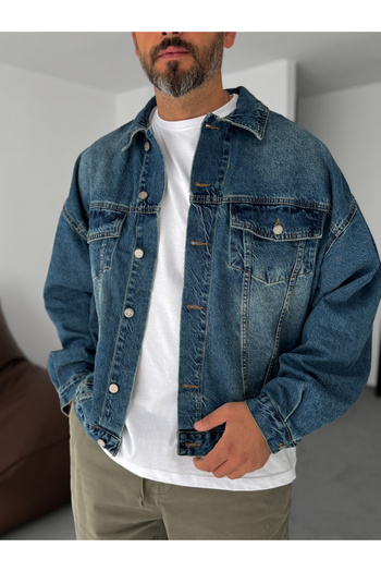 BYBASICMAN Blue Buttoned Denim Jacket Yp-4011