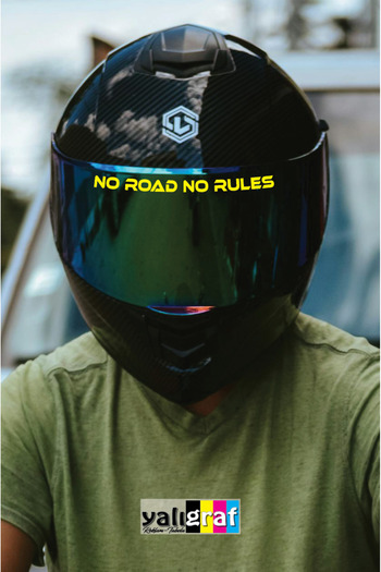 Yalıgraf Reklam Tabela No Road No Rules (No Road, No Rules) Motorcycle Helmet Visor Motor Sticker 15X1 cm