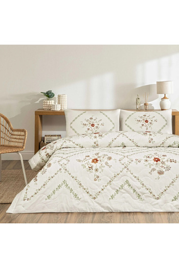 Taç Double Size Cotton All Seasons Complete Set Elira White