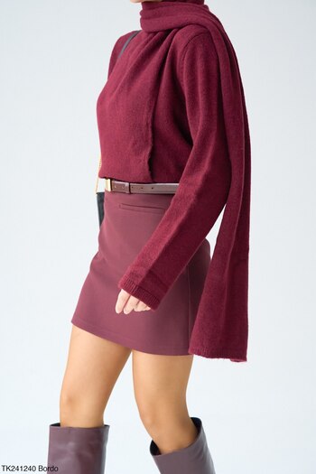 CADDELAMODA Pulover oversize cu eșarfă șal crem pentru damă
