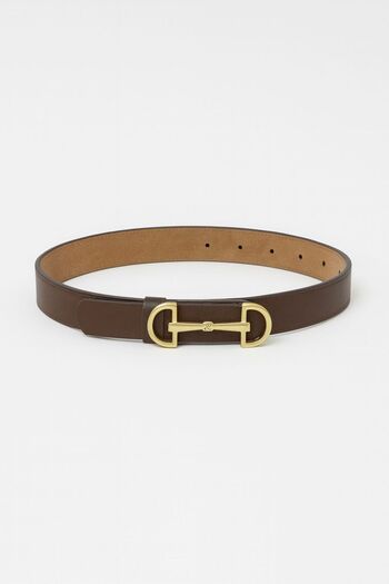Çantacımstore Women's Thin Faux Leather Belt D Gold Buckle Brown