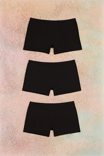 ROZELT Women's Cotton & Modal Black 3-Piece Boxer Shorts