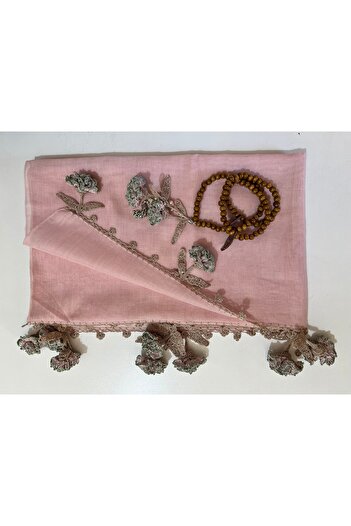 KAFTAN TAKI TASARIM Crochet Prayer Rug Turban Tahra Set with 99 Prayer Beads 73X1.75Cm