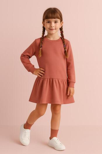 Perendi Girl's Seasonal Dress Dried Rose