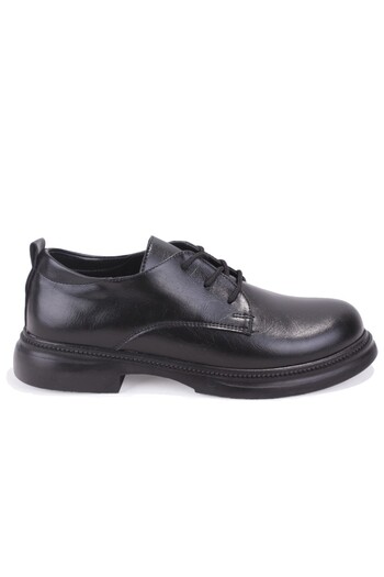 DAGOSTER Dza07-8892680 Black Casual Lace-Up Loafer Women's Shoes