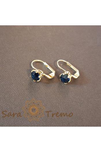 saratremo Simple and Classic Earrings with Blue Zirconia Crystal - Subtle Elegance