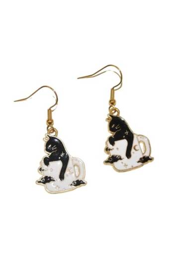 SYGGY Earrings SYGGY®, cat in a cup design, 4.5cm