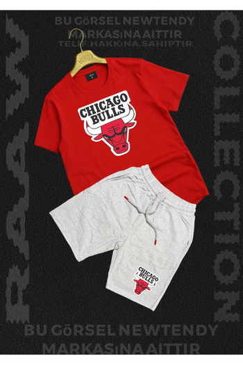 SimStone Chigago Bulls Thşört - Combed Cotton Shorts 2-Pack Fan Combination Set