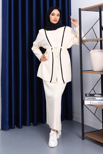 İmajButik Stone Knitwear Cardigan Double Dress Combination