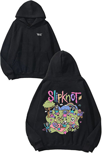 THEWERT Slipknot Rock Music 1 Design Back Printed Black Hooded Sweatshirt