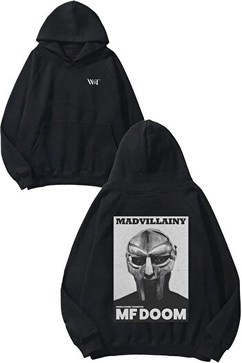 THEWERT Mf Doom 4 Design Back Printed Black Hooded Sweatshirt