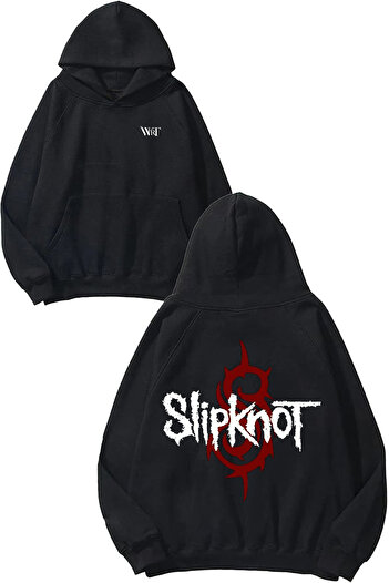 THEWERT Slipknot Rock Music 7 Design Back Printed Black Hooded Sweatshirt