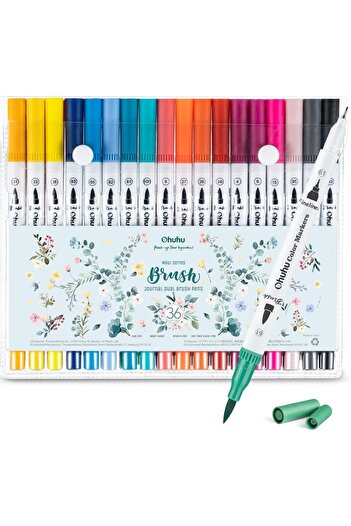 Ohuhu Maui Series Set 36 Markere, Baza Apa, Dual Tips Brush&Fineliner, Multicolor