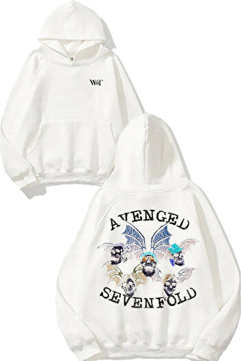 THEWERT Avenged Sevenfold 6 Design Back Printed White Hooded Sweatshirt