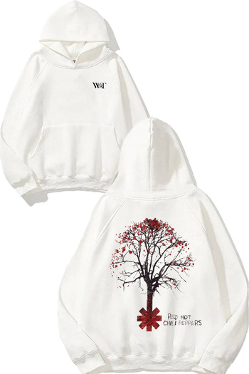 THEWERT Red Hot Chili Peppers 9 Design Back Printed White Hooded Sweatshirt