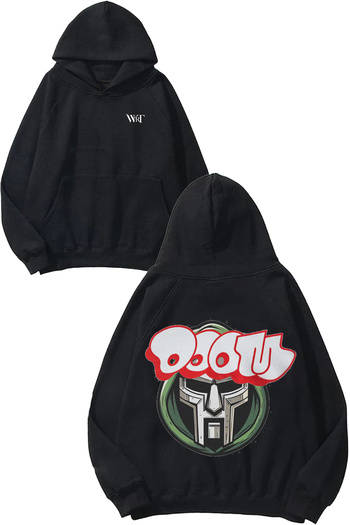 THEWERT Mf Doom 1 Design Back Printed Black Hooded Sweatshirt
