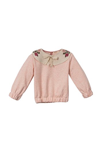 Momercy Girl's Suit with Floral Embroidered Collar