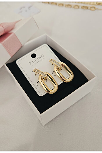 m mavi deniz accesories Stylish and Sparkling 14K Gold Color Rectangular Earrings – Xuping Earrings