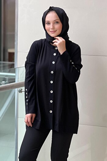 Mahal Crochet Knitwear Rayon Cardigan with Floral Fabric Garnish on the Front