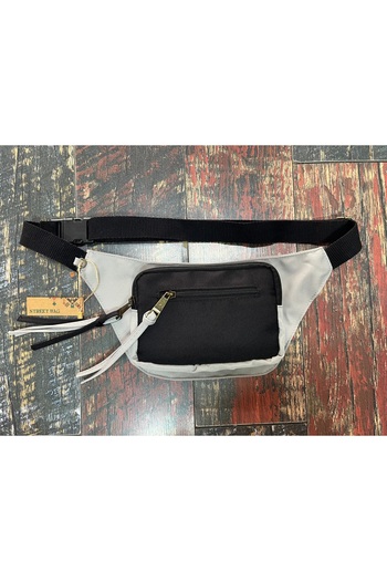 Street Bag Solid Color Waterproof Canvas Waist Bag Daily Travel Use