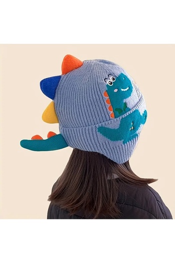 GlassySKY (3-8 Years) Dinosaur Themed Ear Protection Winter Knitted Hat Girls/Boys Children's Beanie