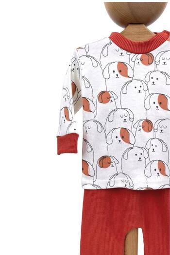 Dumledo Dog Patterned Tile Bottom & Top 2-Piece Baby Pajama Set