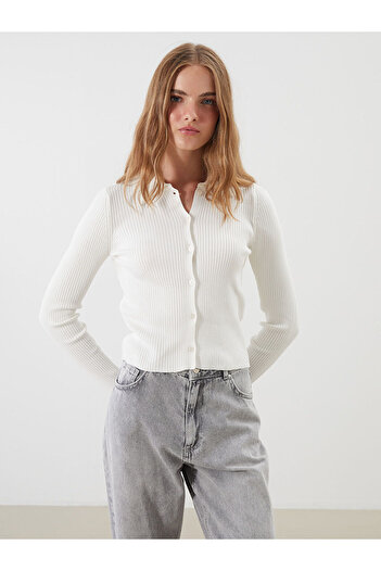 LC Waikiki Polo Neck Women's Knitwear Cardigan