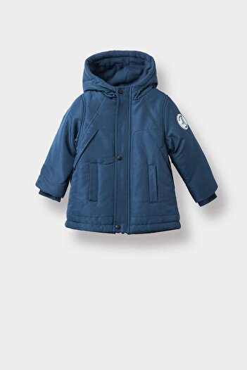 DeFacto Baby Boy Waterproof Hooded Zippered Snap Coat E9801A525Wn