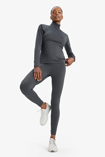 DeFacto DefactoFit Toparlayıcı Yüksek Bel İçi Yumuşak Tüylü Beli Saran Basic Düz Sporcu Tayt W8206AZ25AU