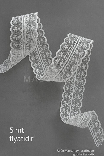 Massaltay Double Layer Guipure Lace Ribbon White 5 Meters (Width 5 cm) – Decoration, Wedding, Henna and Handicraft Material