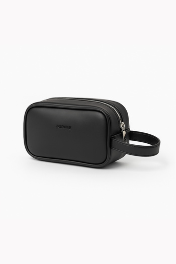 torime Black Vegan Leather Unisex Mini Handbag with Strap