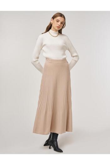 Kayra High Waist Knitwear Skirt Cream