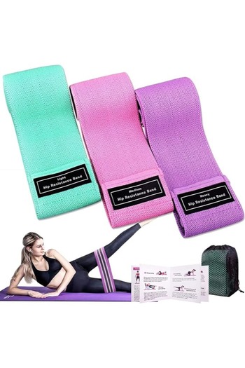 HALAMODO 3 PCS Resistance Bands, Exercise Stretch Fitness Home Set, Hip Band, Workout Bands