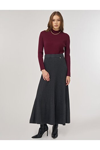 Kayra High Waist Knitwear Skirt Gray