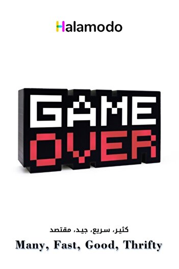 HALAMODO Game Over Mosaic Icon Game Atmosphere Light Multicolors Flashing Night Light