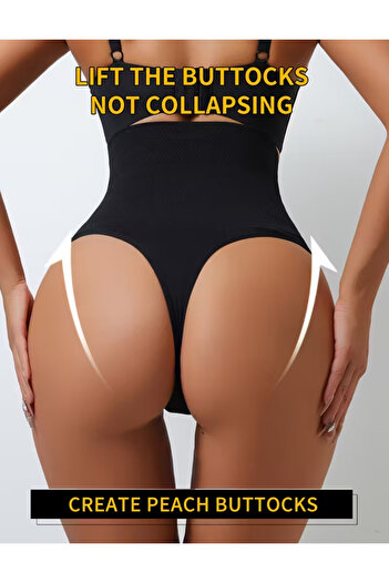 NADIA High Waist Shapewear Panties, Thong Model, Premium Material, Black Color, Size XL