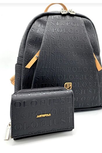 eflanmoda Just Polo Monogram Printed Women's Backpack+Wallet