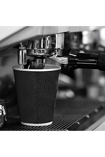 MARKQ [25 Pack] 12oz Black Disposable Coffee Cups - Triple Wall Ripple Hot Paper Cups for Tea & Drinks