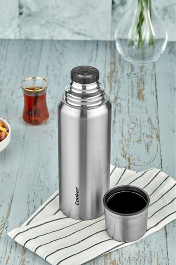 Cooker 1 Liter Double Wall Steel Thermos 24 Hours Hot, 48 Hours Cold, (Camping, Picnic, Office, Travel)